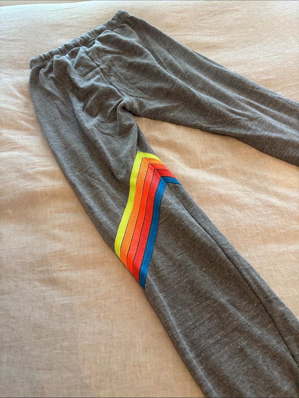 Aviator Nation Gray Joggers with Rainbow Chevron - Picture 7 of 7